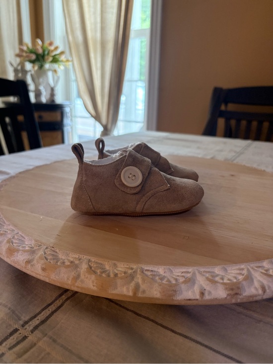 Jolly Kids Other - Baby Suede Button Moccasins in Taupe - Infant Walker Shoes